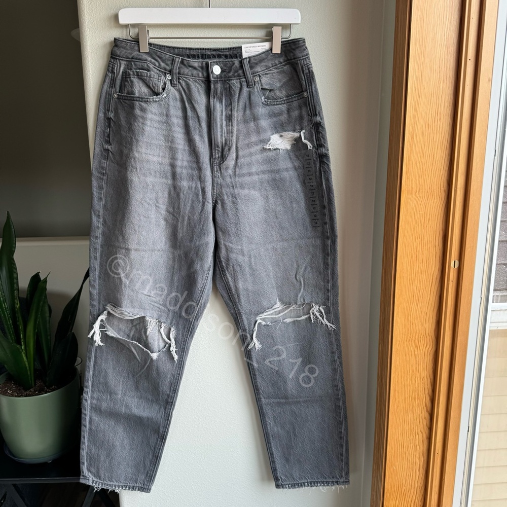 American Eagle AE Mom Jeans Smoked Grey Size 12 reg NWT